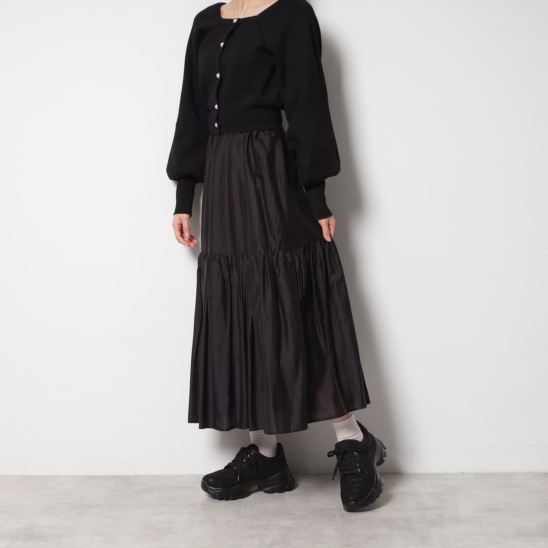 ESPERANZA「フリル&times;パール調ベルトツイードスニーカー」|スニーカー|