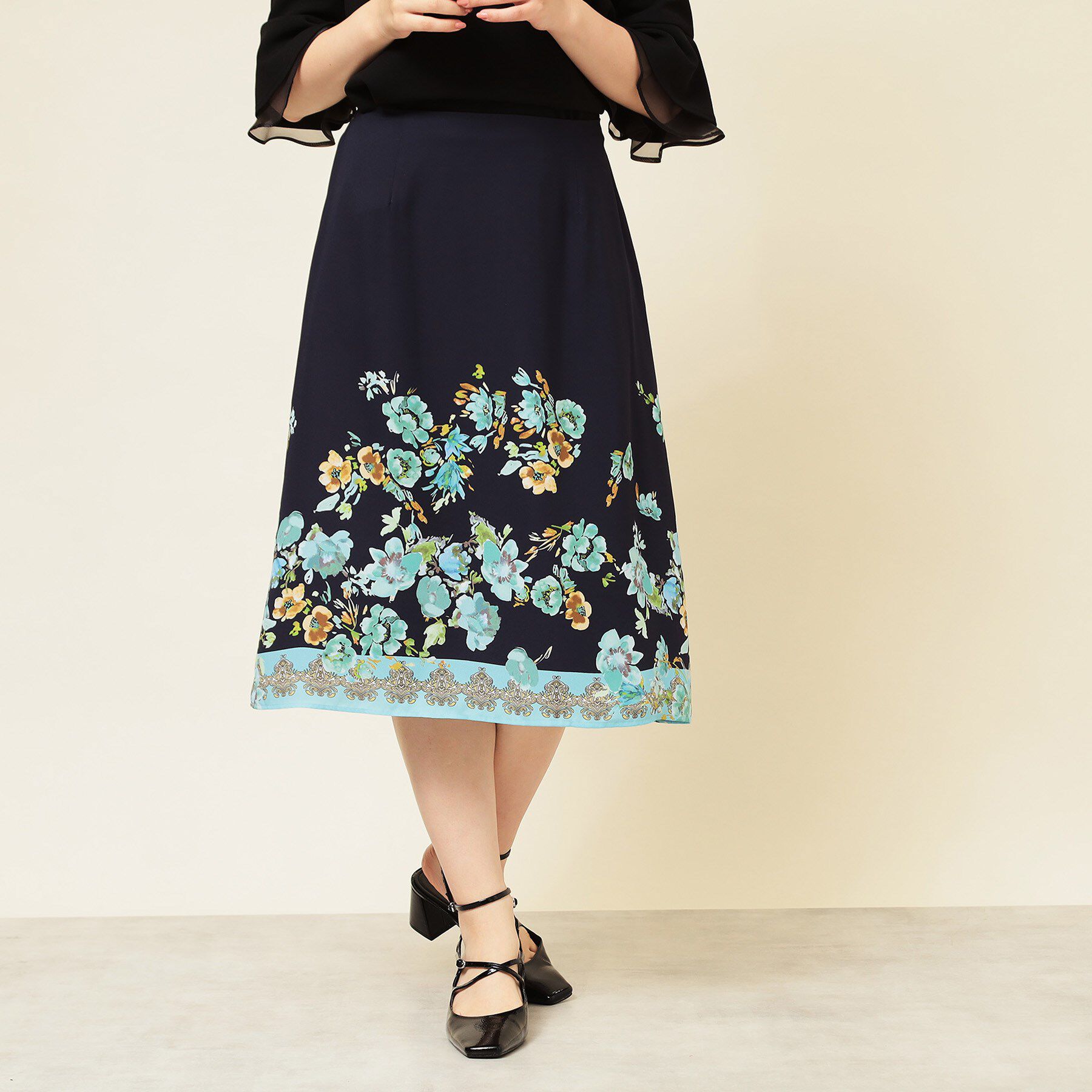 SunaUna「【パネル柄／S～L】プリントスカート」|スカート|ネイビー(194)