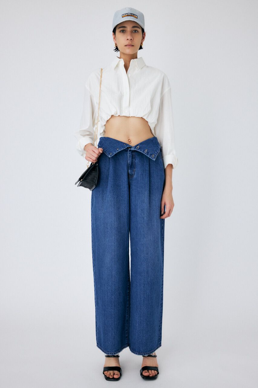 MOUSSY「CORSET DESIGN WIDE STRAIGHT」|デニム|BLU