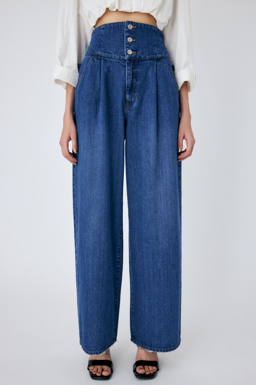 MOUSSY「CORSET DESIGN WIDE STRAIGHT」|デニム|