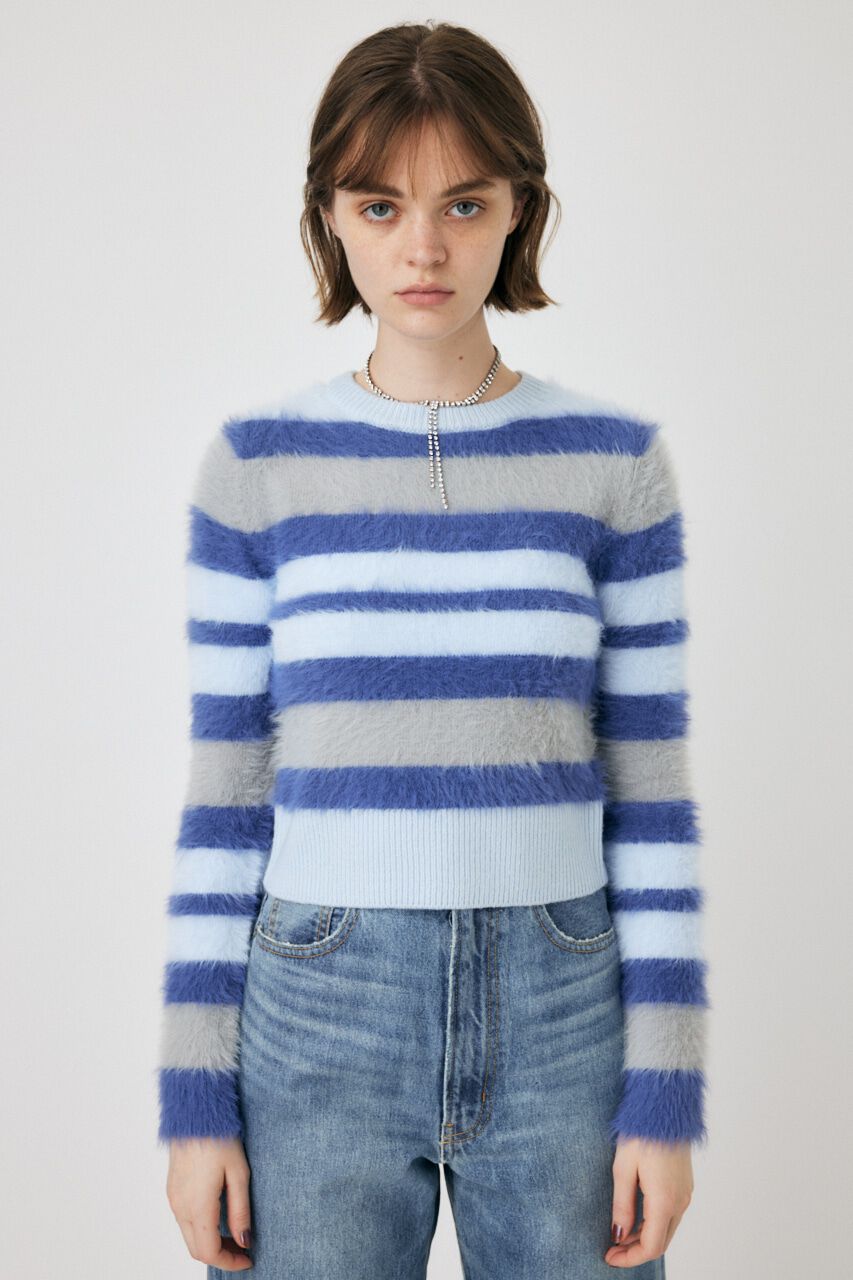 MOUSSY「CROPPED SHAGGY KNIT トップス」|ニット・セーター|