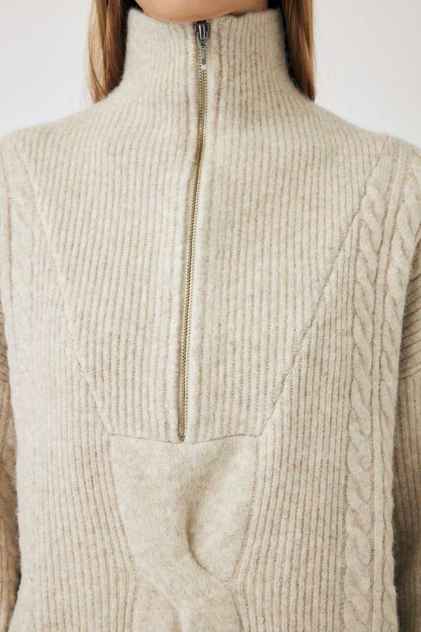 MOUSSY「HALF ZIP CABLE ニット」|ニット・セーター|