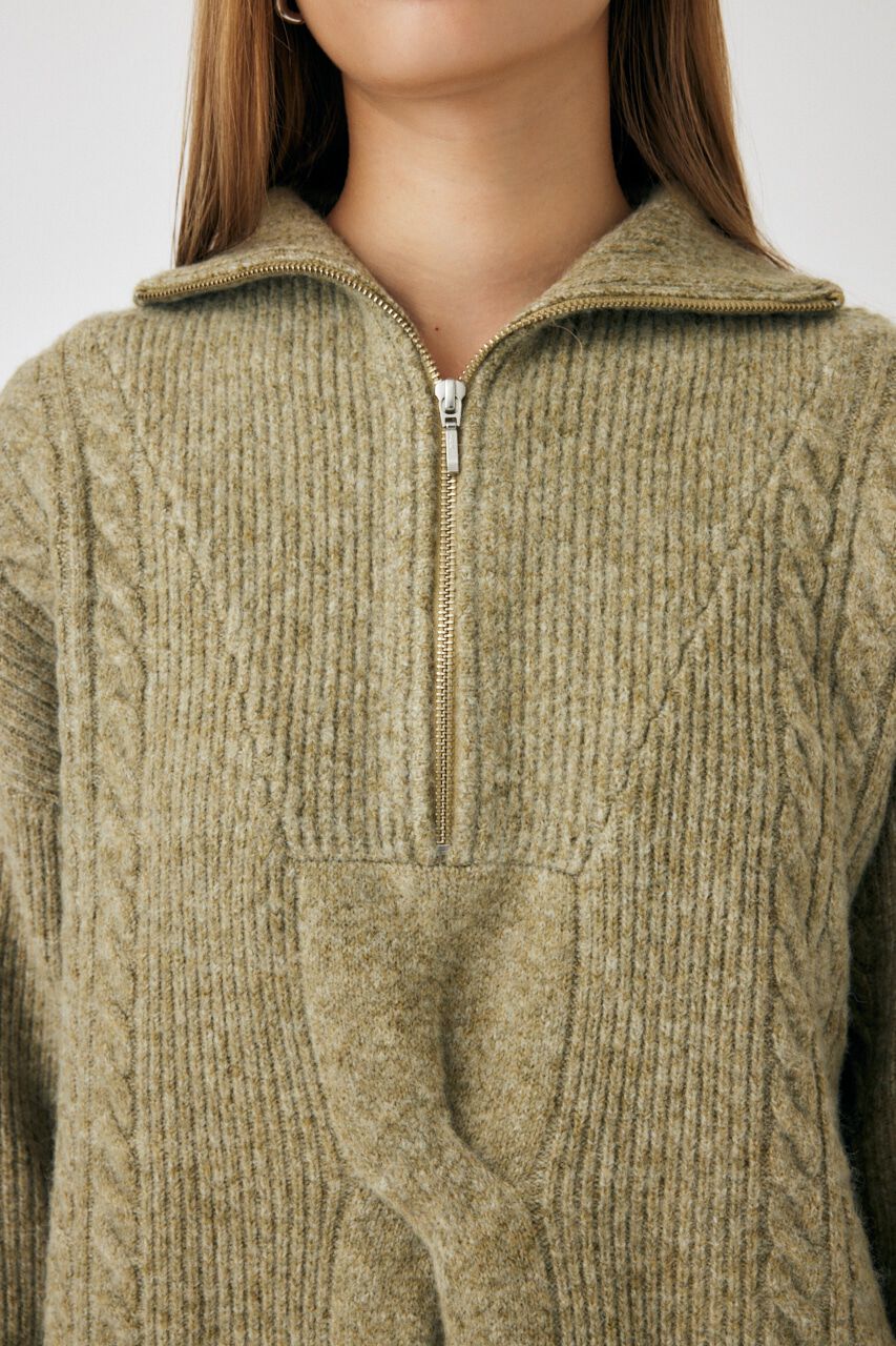 MOUSSY「HALF ZIP CABLE ニット」|ニット・セーター|