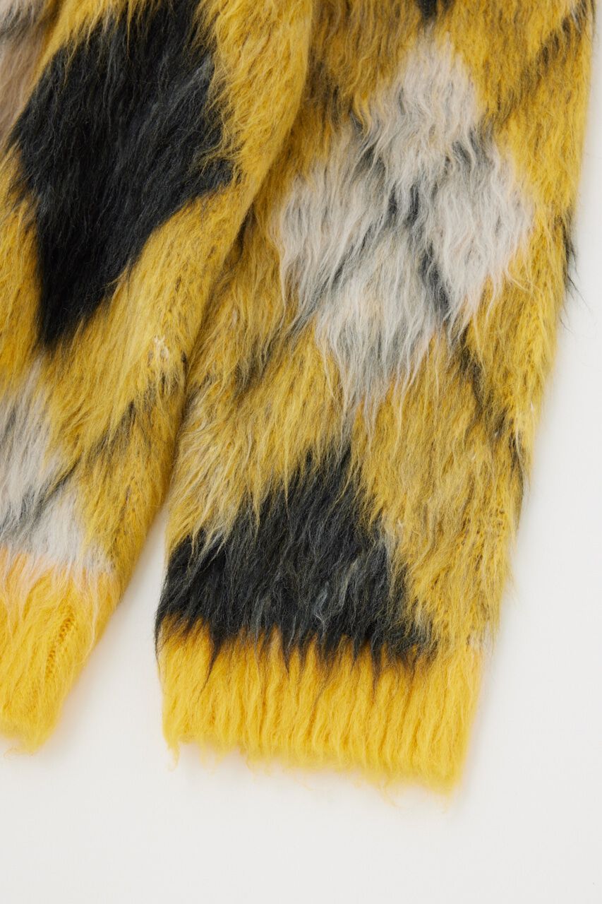 MOUSSY「SHAGGY KNIT ARGYLE カーディガン」|カーディガン|