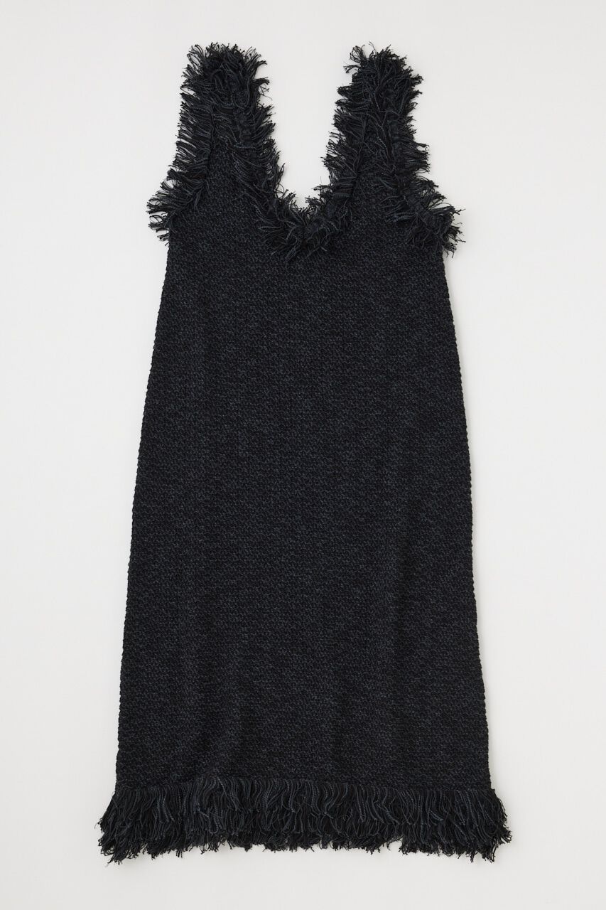 MOUSSY「FRINGE KNIT ドレス」|ワンピース|BLK