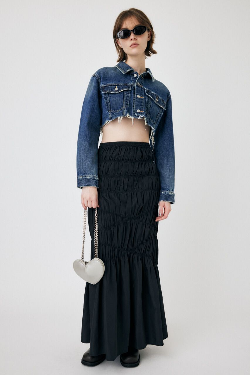 MOUSSY「RAW EDGE SHORT DENIM ジャケット」|デニムジャケット|