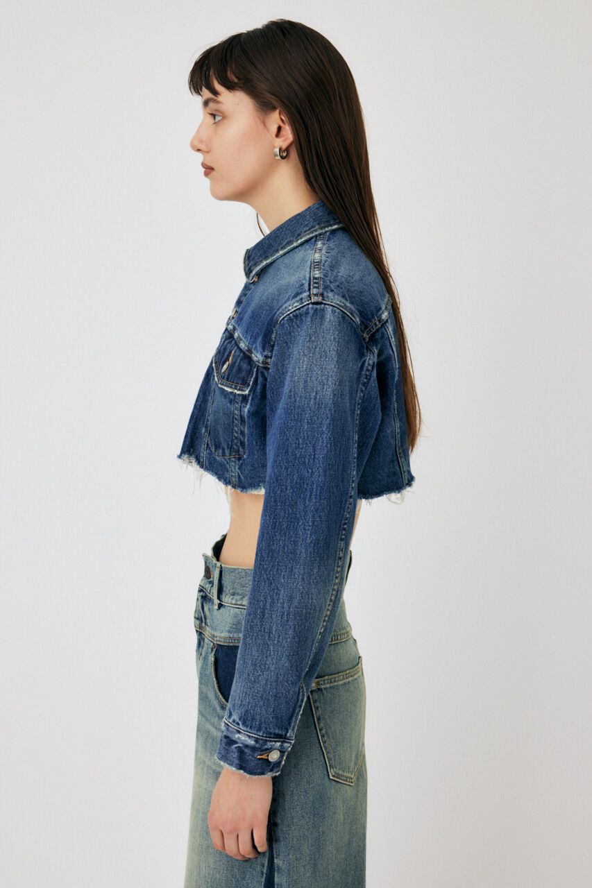 MOUSSY「RAW EDGE SHORT DENIM ジャケット」|デニムジャケット|