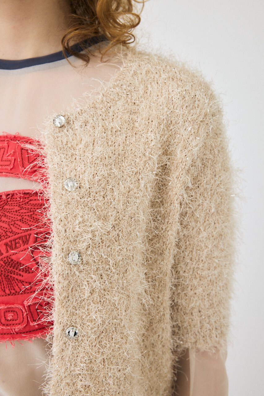 MOUSSY「SHAGGY GLITTER KNIT カーディガン」|カーディガン|