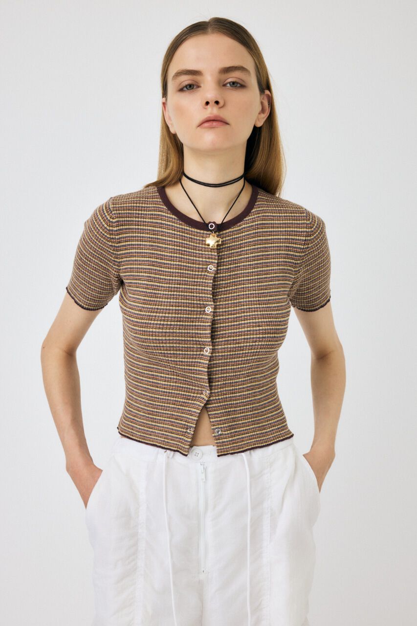 MOUSSY「THIN BORDER カーディガン」|カーディガン|BRN