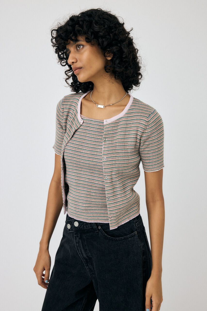 MOUSSY「THIN BORDER カーディガン」|カーディガン|