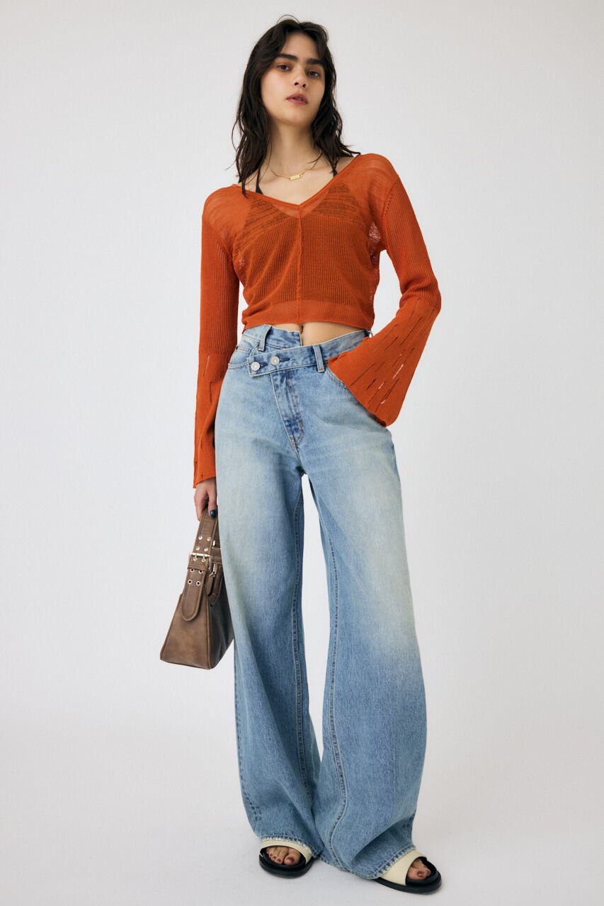 MOUSSY「MESH V NECK ニットトップス」|ニット・セーター|