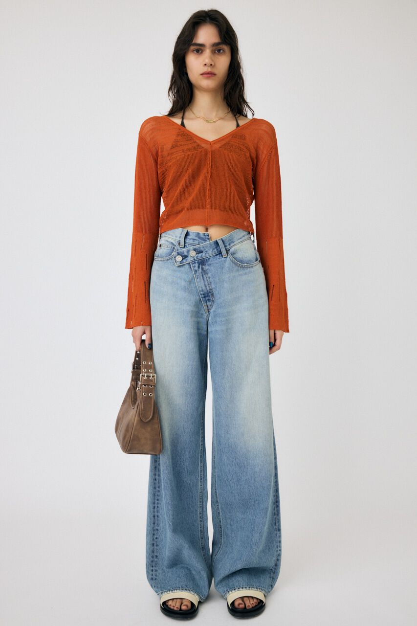 MOUSSY「MESH V NECK ニットトップス」|ニット・セーター|