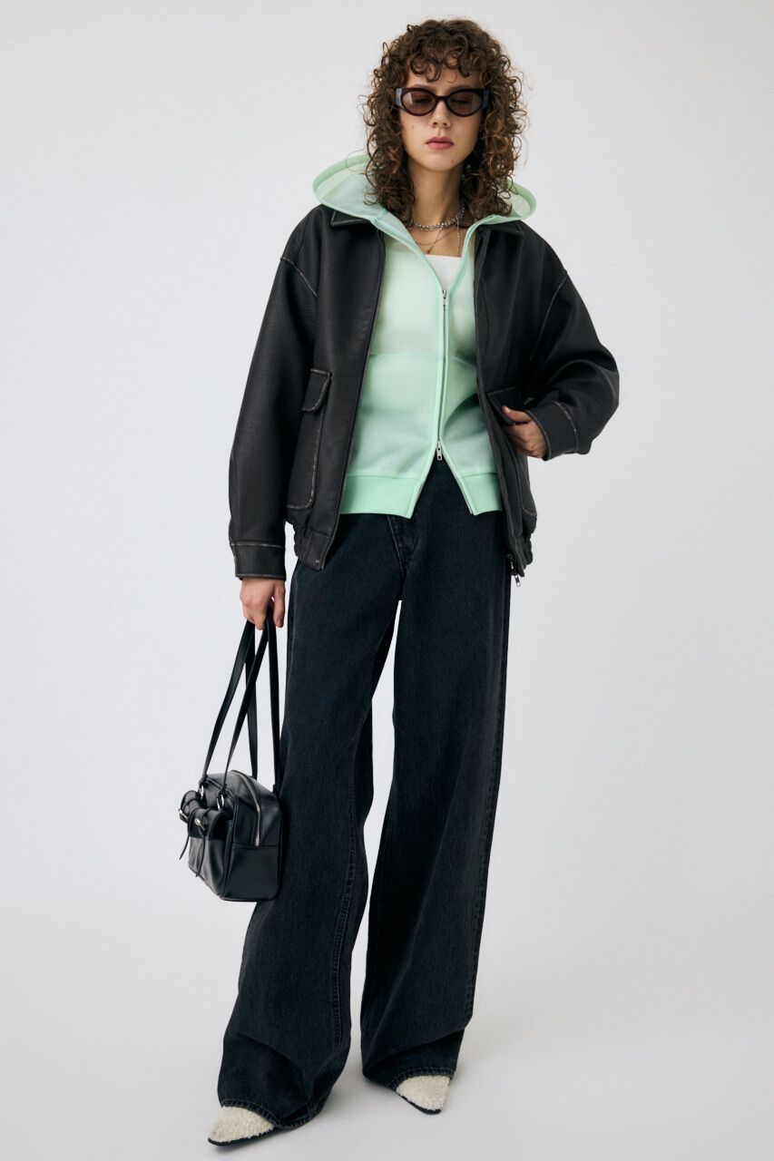 MOUSSY「SHEER CARDBOARD ジップアップフーディ」|パーカー|