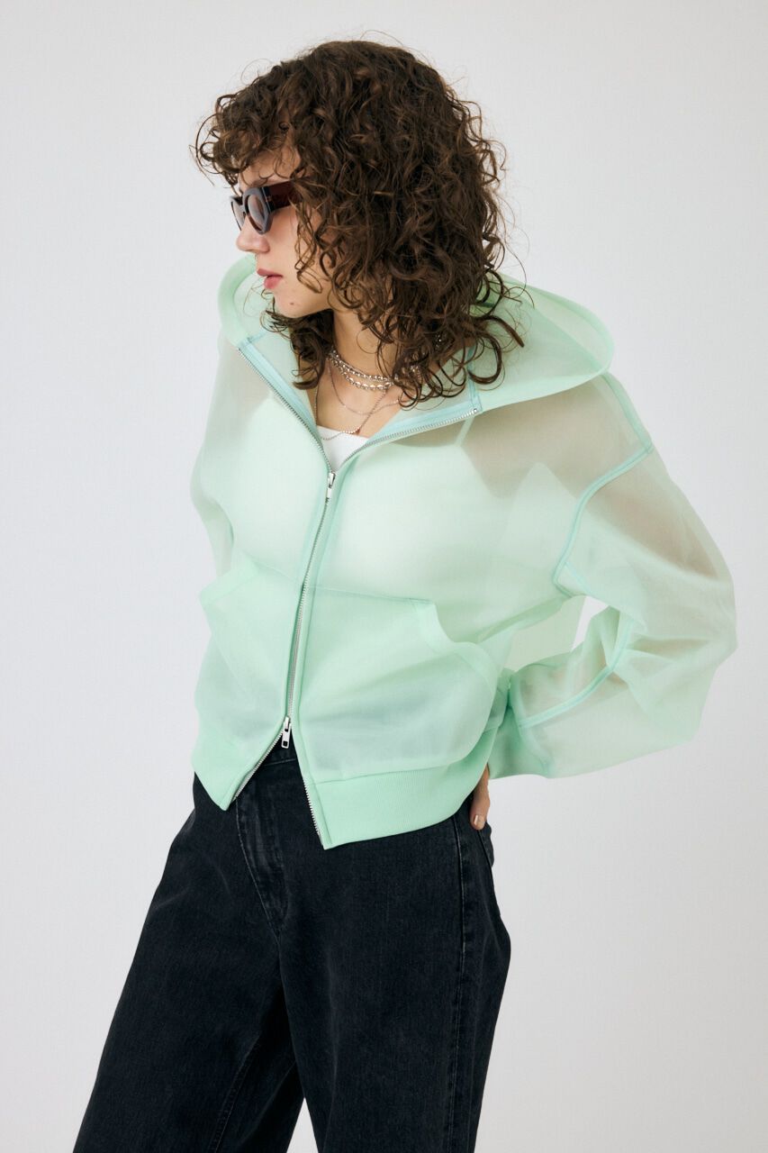 MOUSSY「SHEER CARDBOARD ジップアップフーディ」|パーカー|