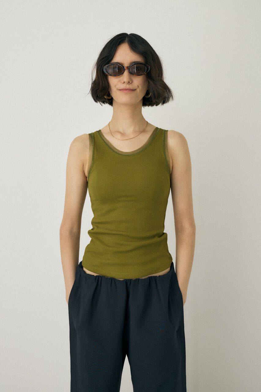 MOUSSY「2WAYﾀﾝｸﾄｯﾌﾟ ｵｰｶﾞﾆｯｸｺｯﾄﾝ&times;ﾘｻｲｸﾙﾎﾟﾘｴｽﾃﾙﾁ」|タンクトップ|