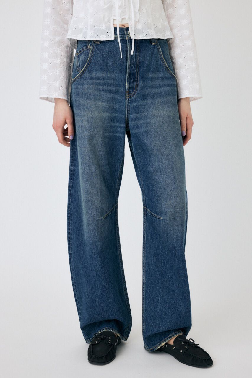 MOUSSY「DROP WAIST CURVE ストレート」|デニム|BLU