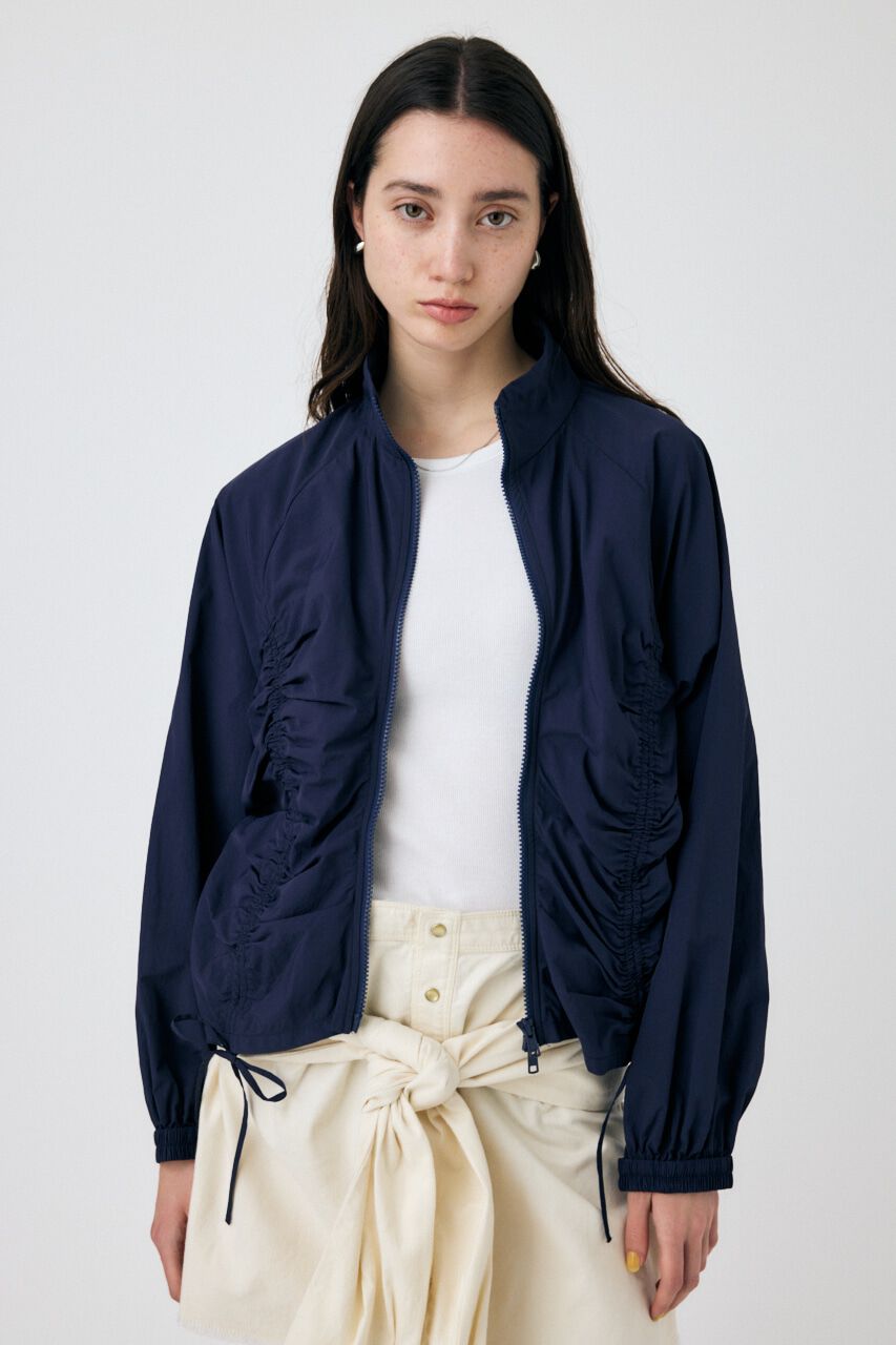 MOUSSY「RIBBON GATHER NYLON ジャケット」|ブルゾン・スタジャン|D/NVY3