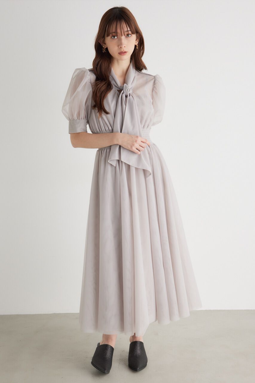 rienda「ネクタイチュールフレア OP」|ワンピース|