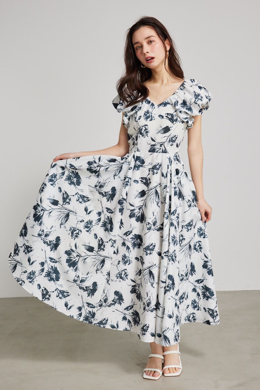 rienda「バルーンSLVデザインフレアOP」|ワンピース|