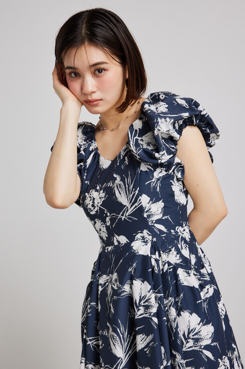 rienda「バルーンSLVデザインフレアOP」|ワンピース|