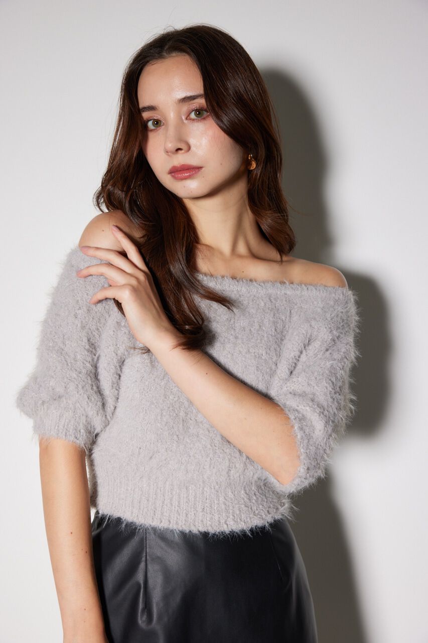 rienda「オフショルシャギーニットトップス」|ニット・セーター|