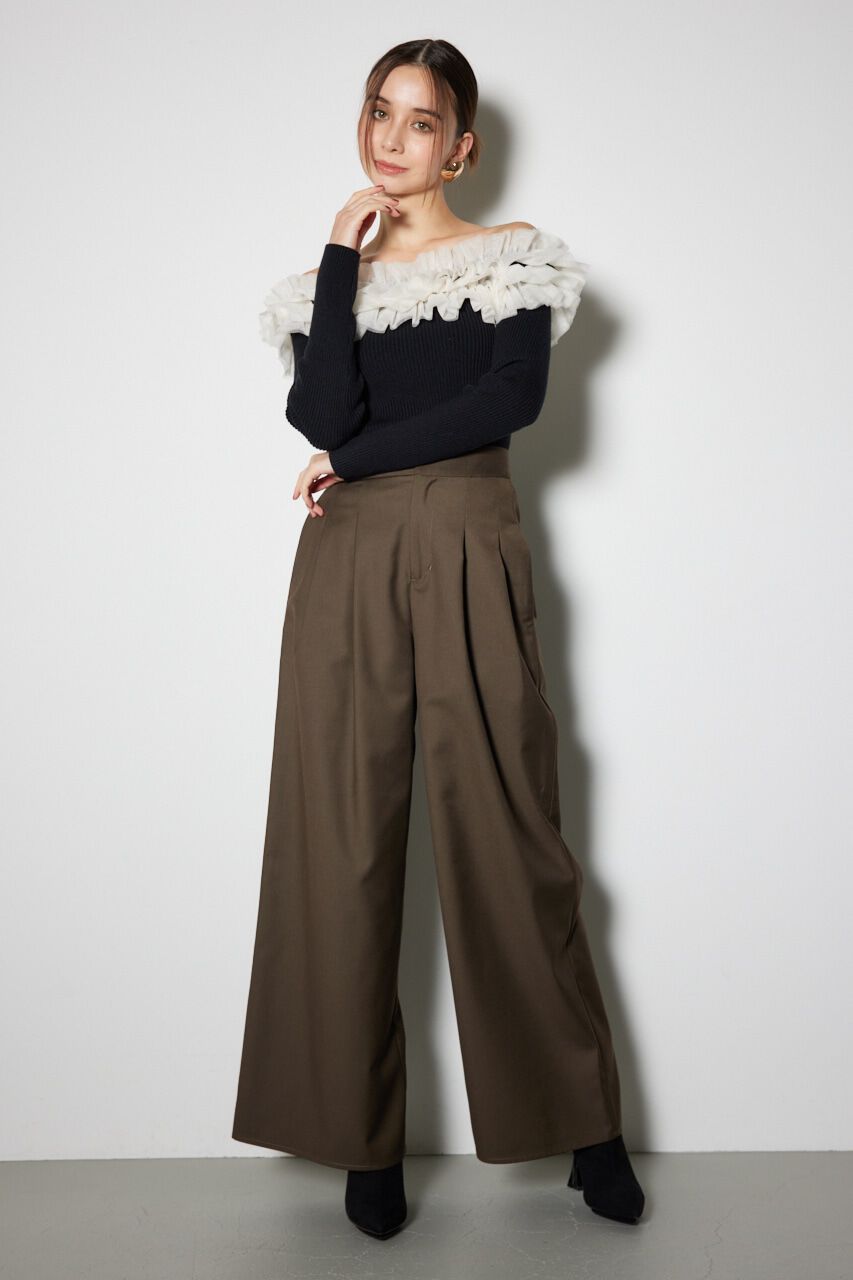 rienda「チュールフリルオフショルニットトップス」|ニット・セーター|