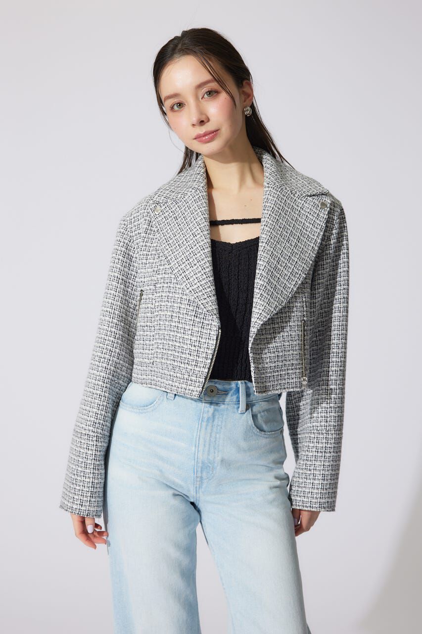 rienda「ツイードショートライダースジャケット」|その他|