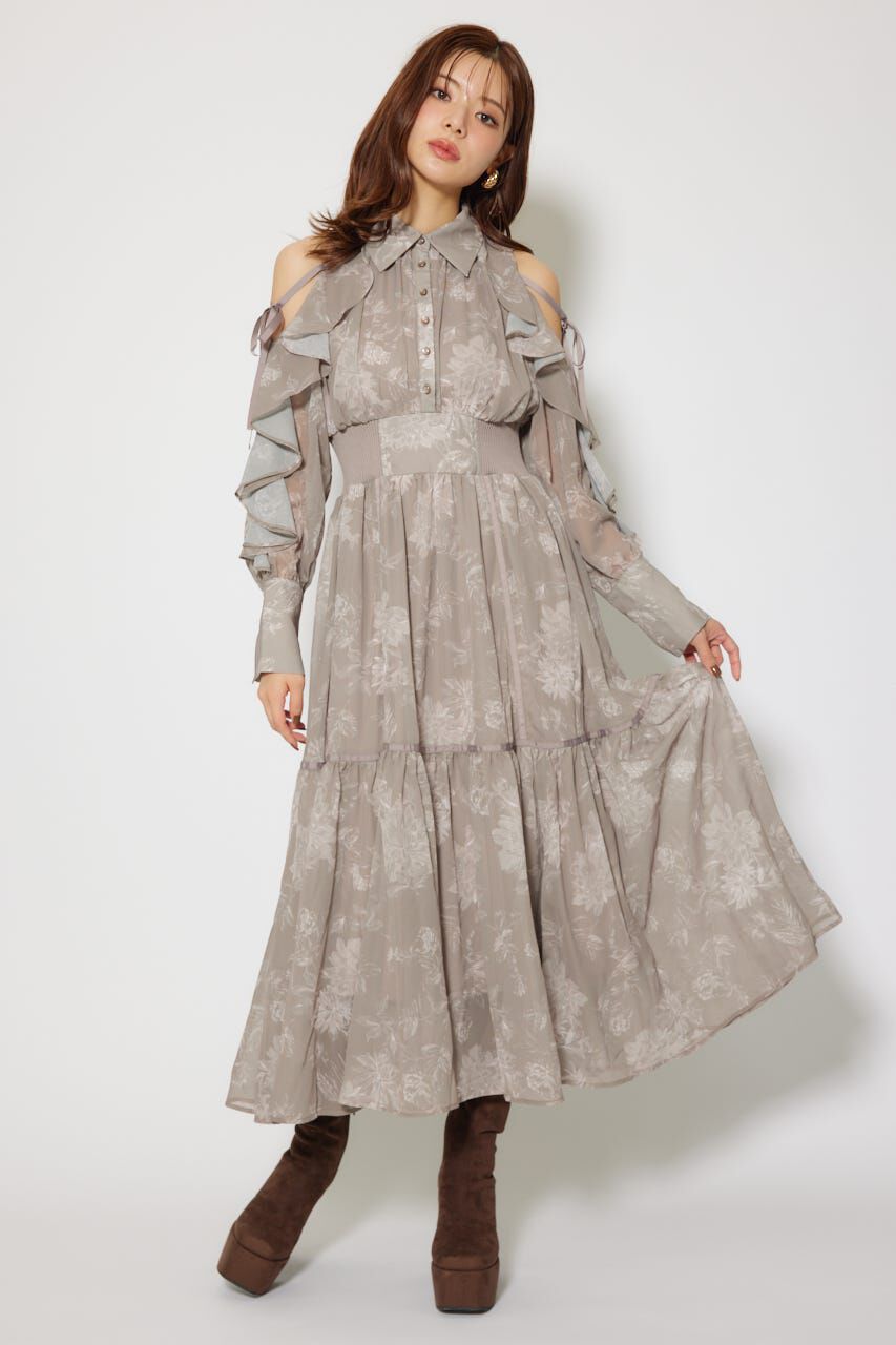 rienda「フリルスリーブニットドッキングワンピ」|ワンピース|BRN