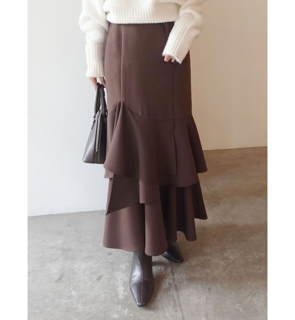 LAGUNAMOON「ランダムティアードスカート」|スカート|ブラウン