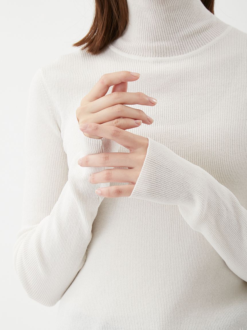 Mila Owen「シアーラメタートルネックリブニット」|ニット・セーター|