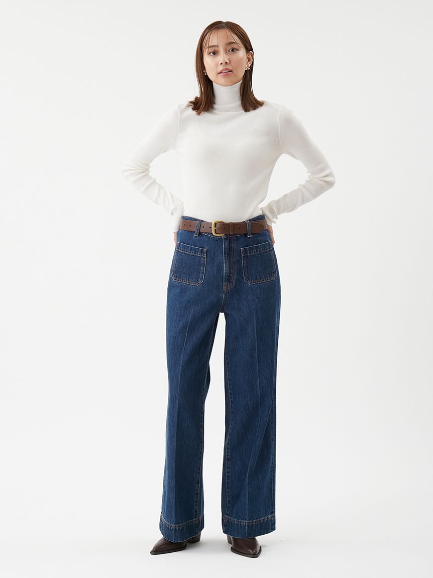 Mila Owen「シアーラメタートルネックリブニット」|ニット・セーター|