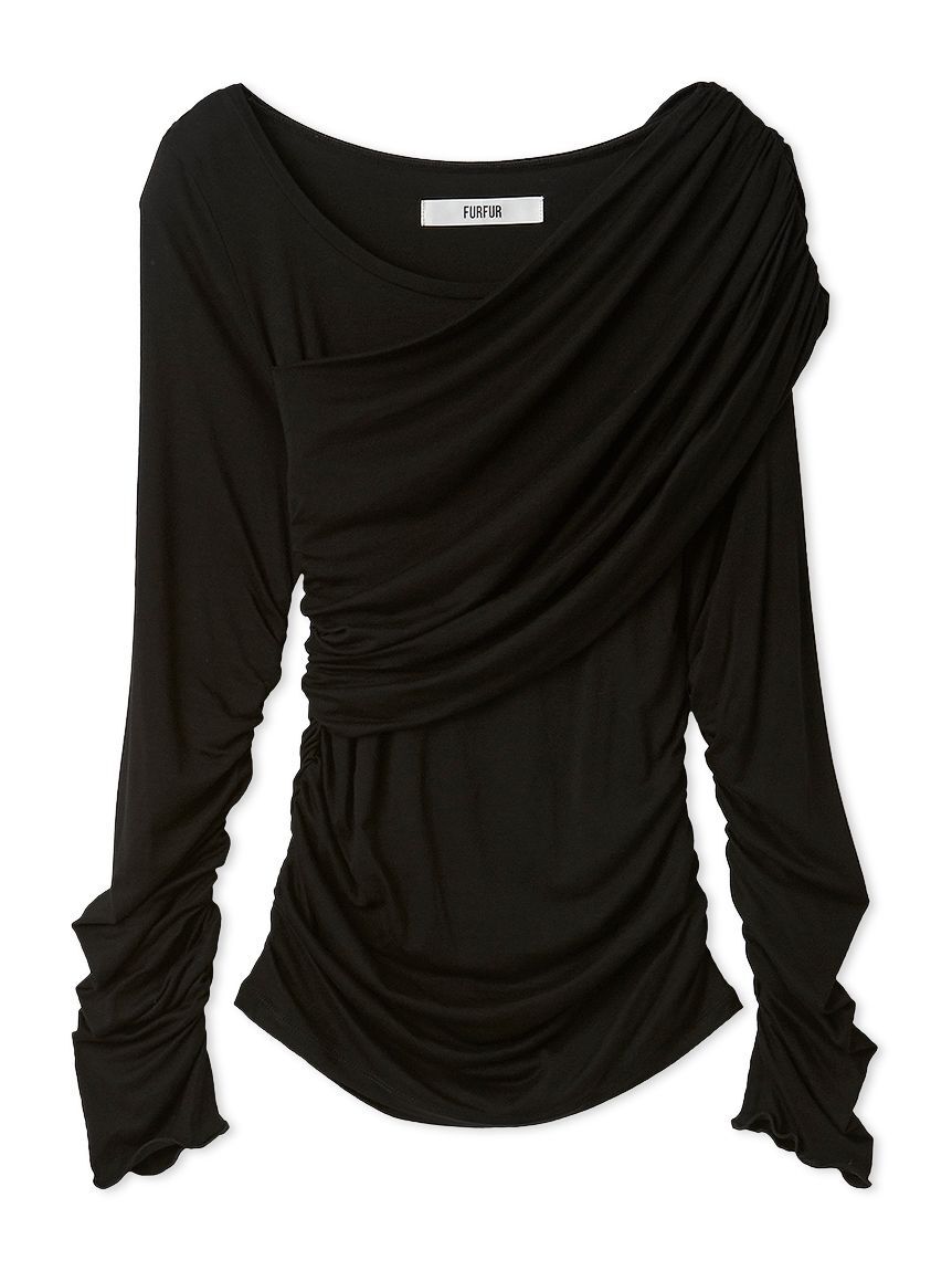 FURFUR「ソフトドレープカットトップス」|Tシャツ・カットソー|BLK