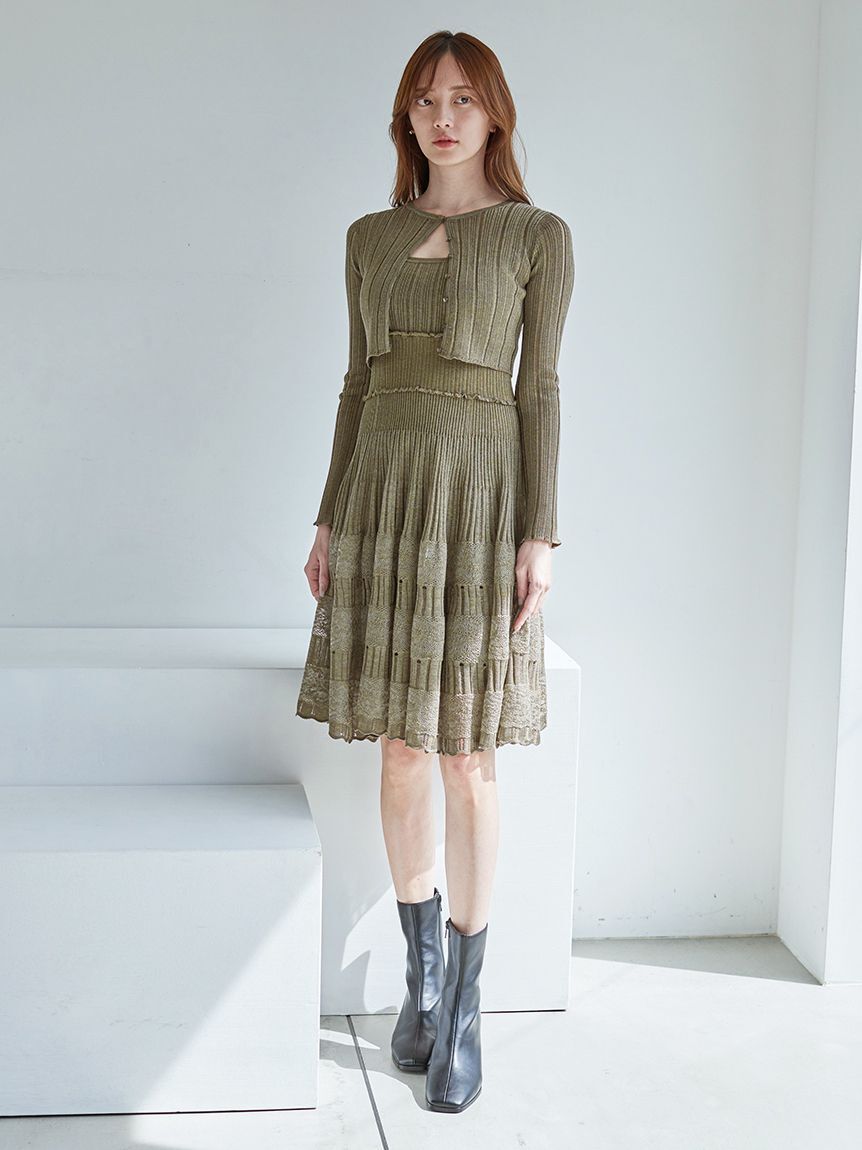 SNIDEL「レースクロシェカーデセットワンピース」|ワンピース|