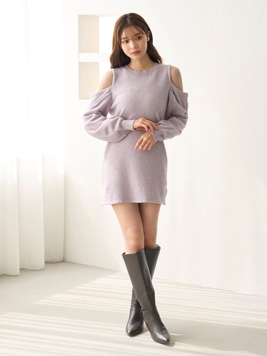 SNIDEL「シースルーショルダーニットワンピース」|ワンピース|