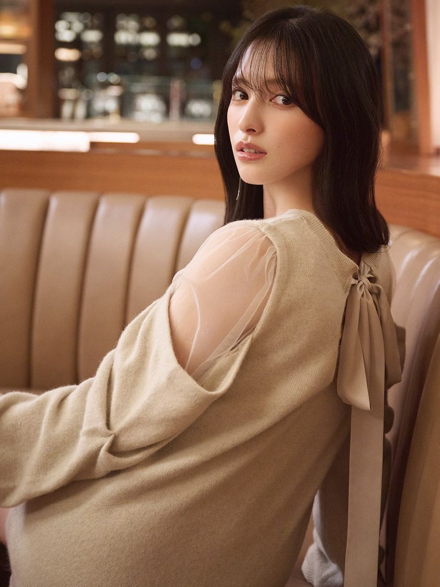 SNIDEL「シースルーショルダーニットワンピース」|ワンピース|