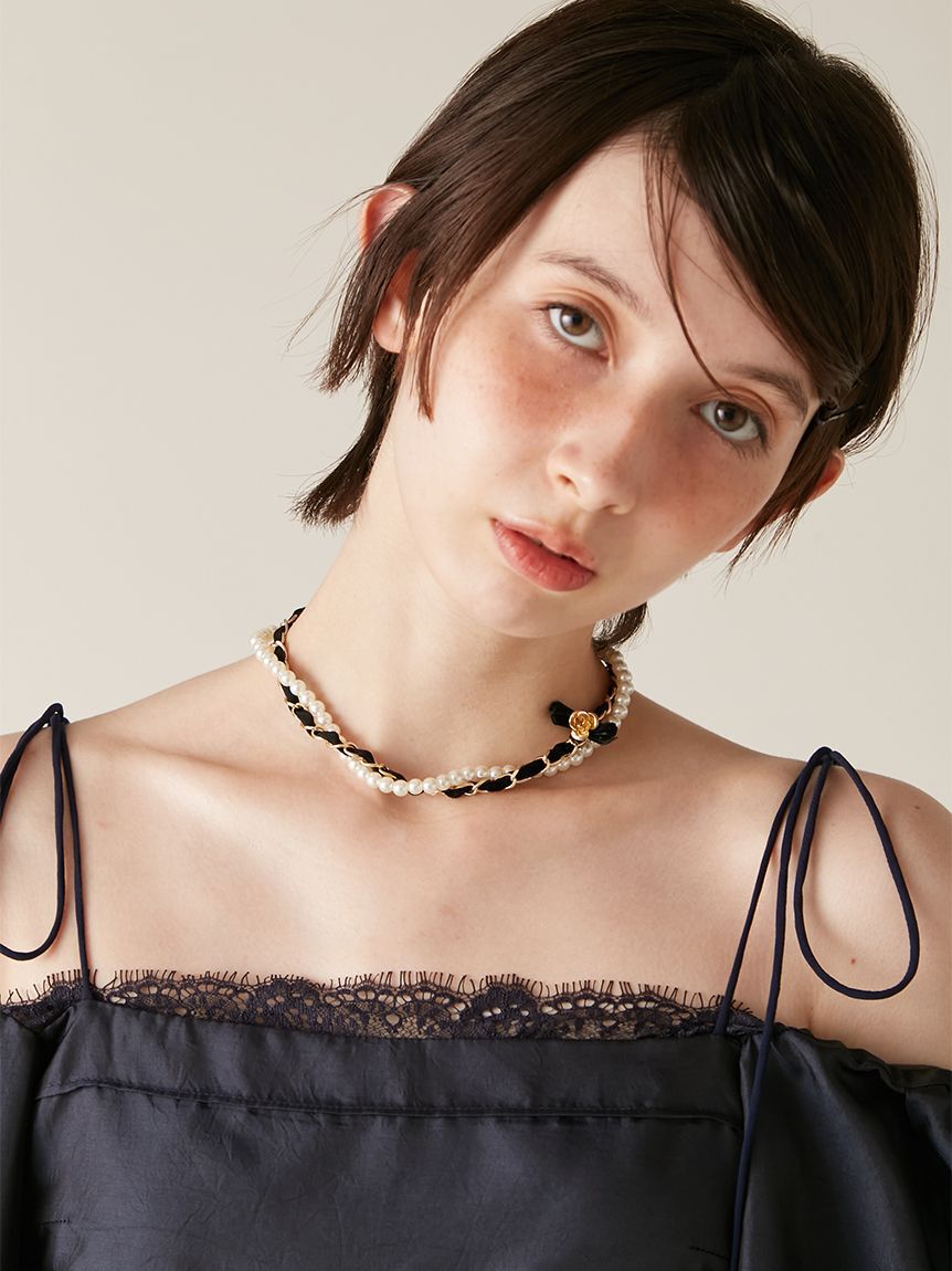 LILY BROWN「ベルベットリボン2連ネックレス」|ネックレス|