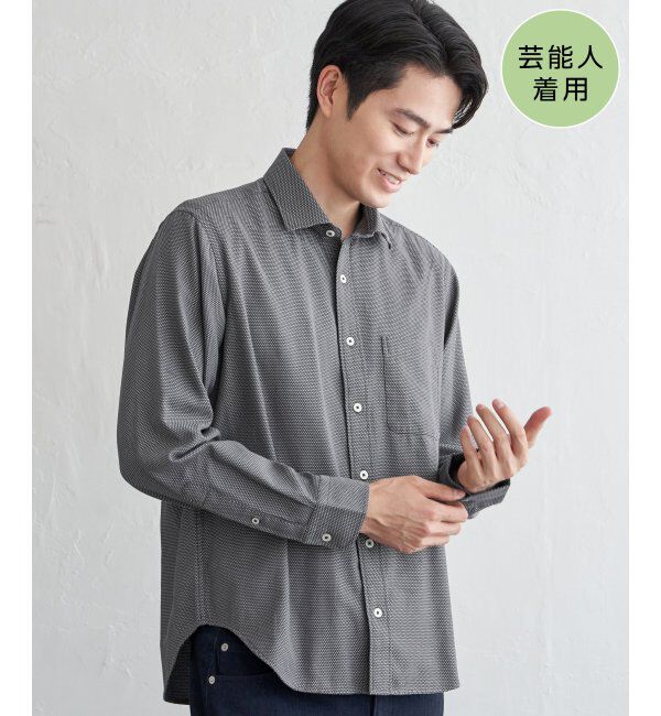 IKKA LOUNGE「デニムライクスイスカラーシャツ」|シャツ・ブラウス|グレー