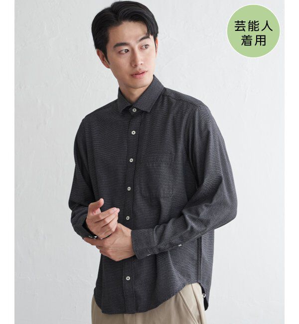 IKKA LOUNGE「デニムライクスイスカラーシャツ」|シャツ・ブラウス|チャコール