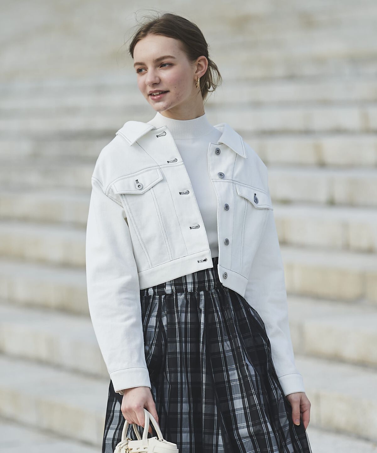 アンドクチュール「クロップドデニムジャケット」|デニムジャケット|