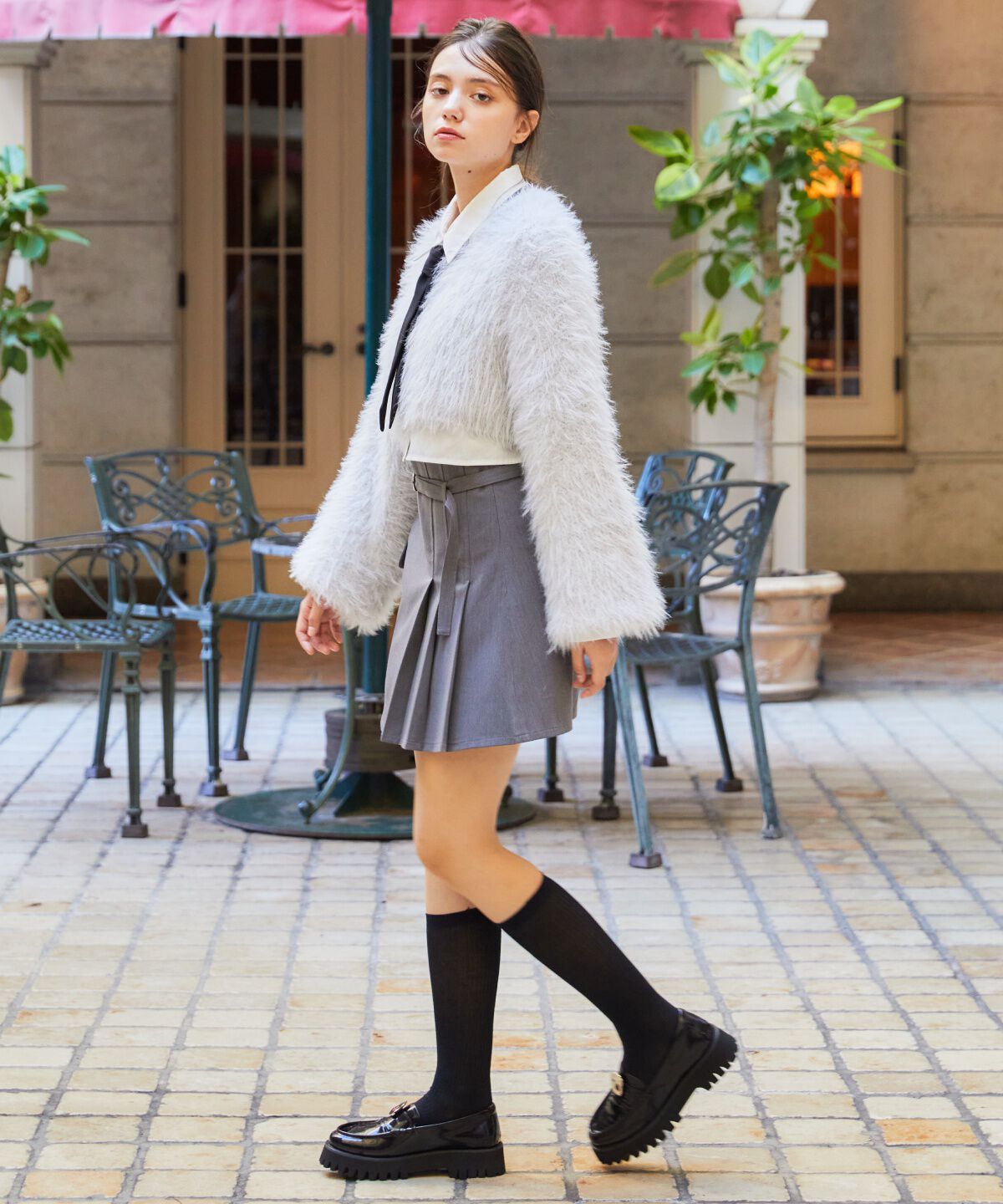 REDYAZEL「シャギーニット＆ネクタイシャツセット」|ニット・セーター|