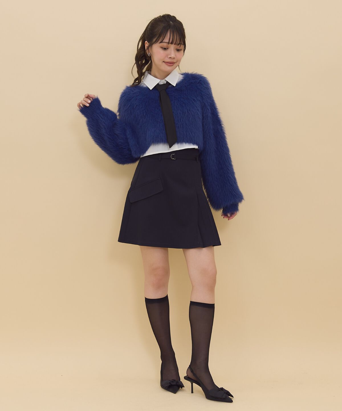 REDYAZEL「シャギーニット＆ネクタイシャツセット」|ニット・セーター|