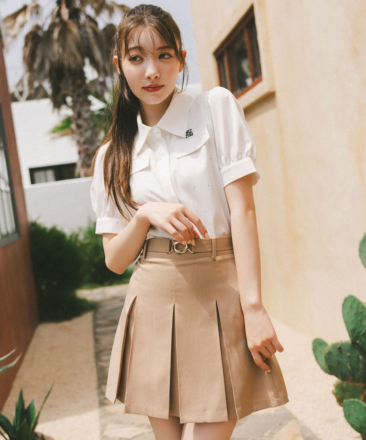 REDYAZEL「ウエストマークボックスプリーツスカート」|フレア|