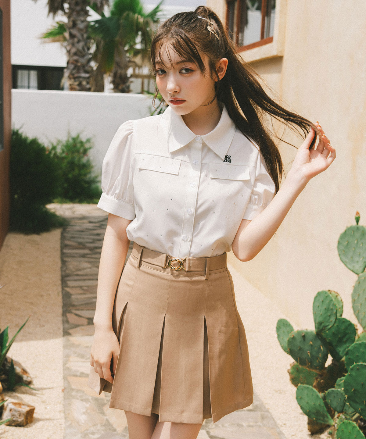 REDYAZEL「ウエストマークボックスプリーツスカート」|フレア|