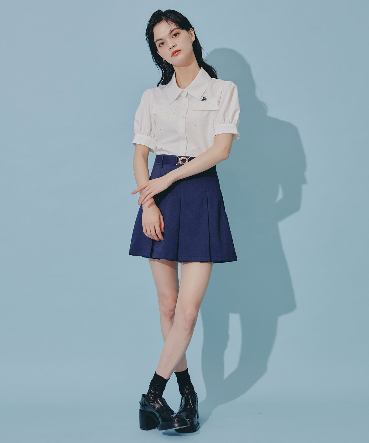 REDYAZEL「ウエストマークボックスプリーツスカート」|フレア|