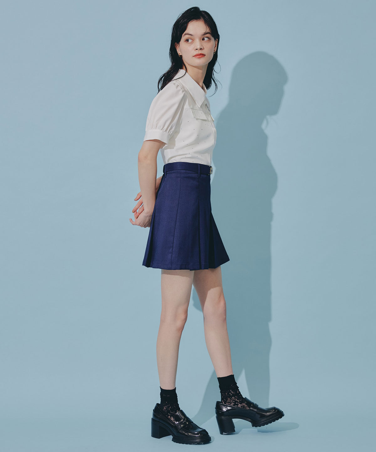 REDYAZEL「ウエストマークボックスプリーツスカート」|フレア|