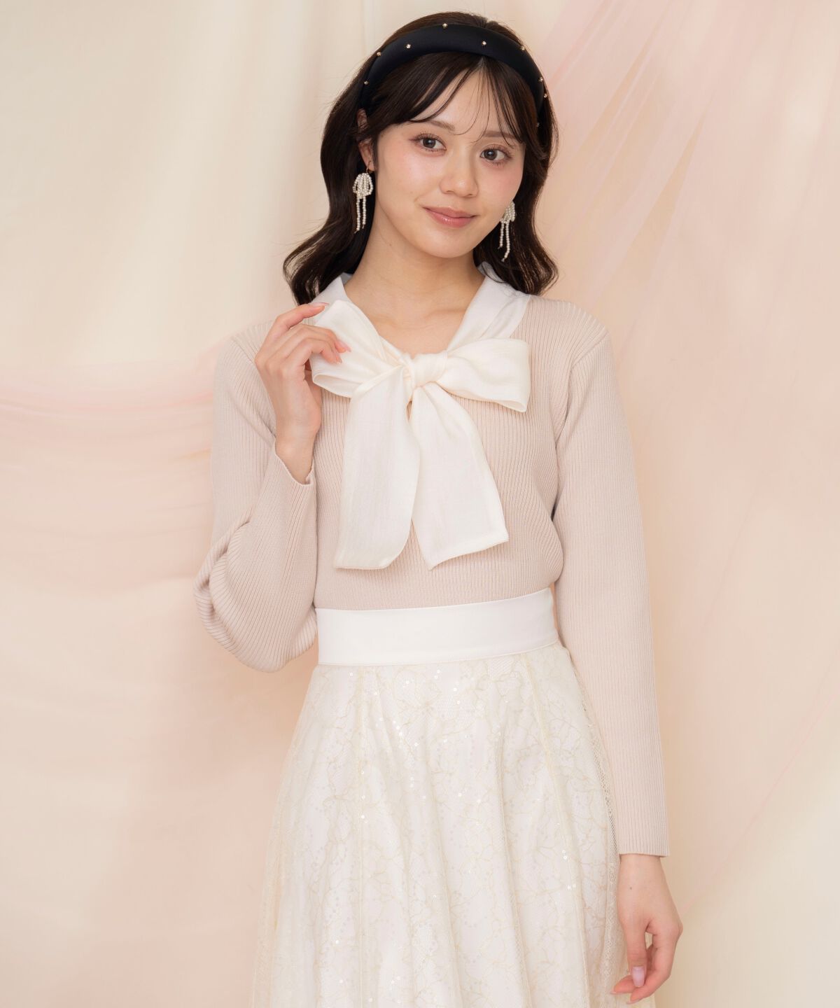 WILLSELECTION「シアーリボンタイプルオーバー」|ニット・セーター|