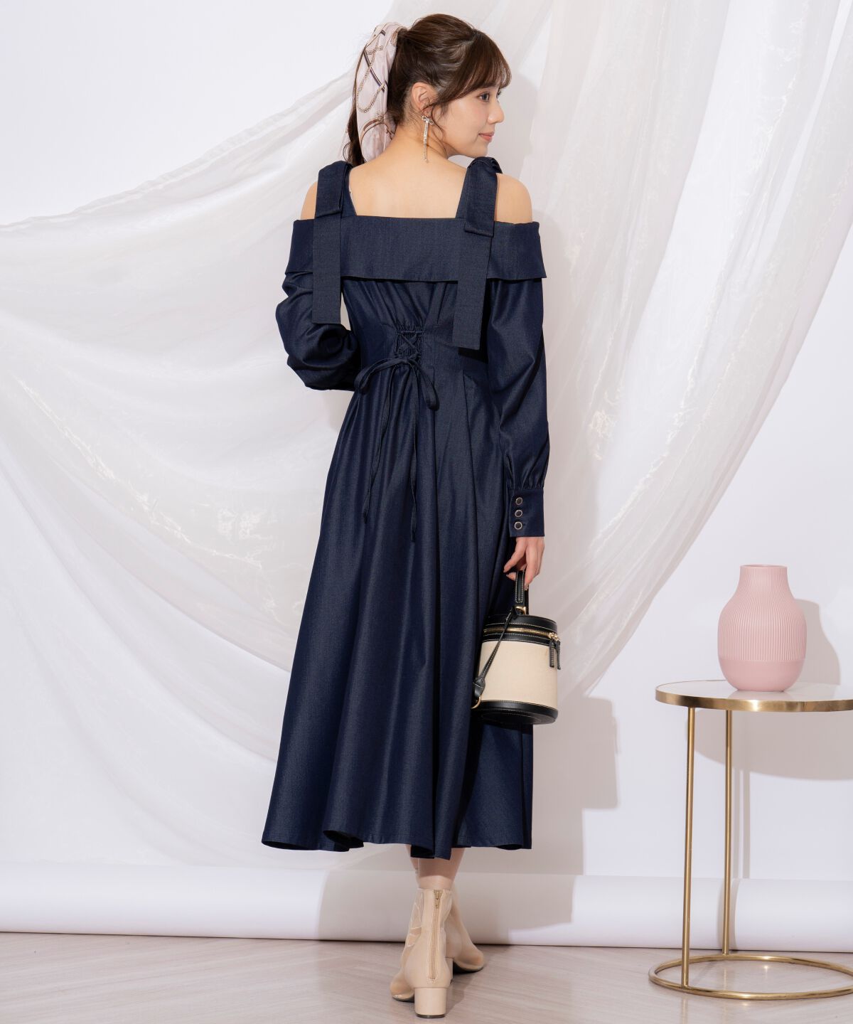 WILLSELECTION「ショルダーリボンタックウエストシャツワンピース」|ワンピース|