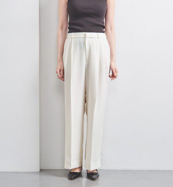 UNITED ARROWS「2タック ワイドパンツ WHITE」|スラックス|