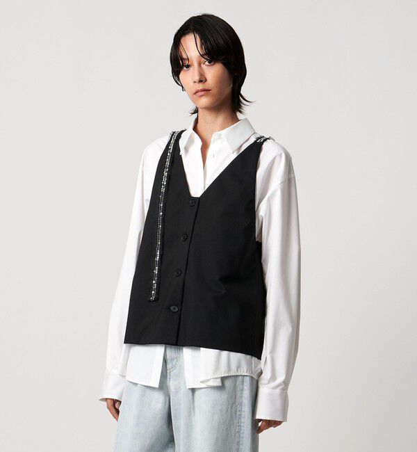 AEWEN MATOPH「＜AEWEN MATOPH＞スパンコールテープ 2WAYジレキャミソール」|キャミソール|BLACK