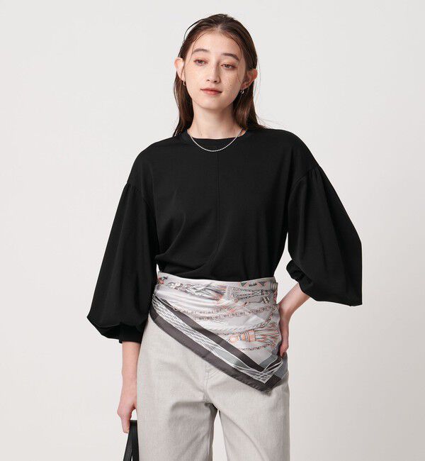 UNITED ARROWS「ポンチ バルーンスリーブ カットソー ‐ウォッシャブル‐」|Tシャツ・カットソー|BLACK